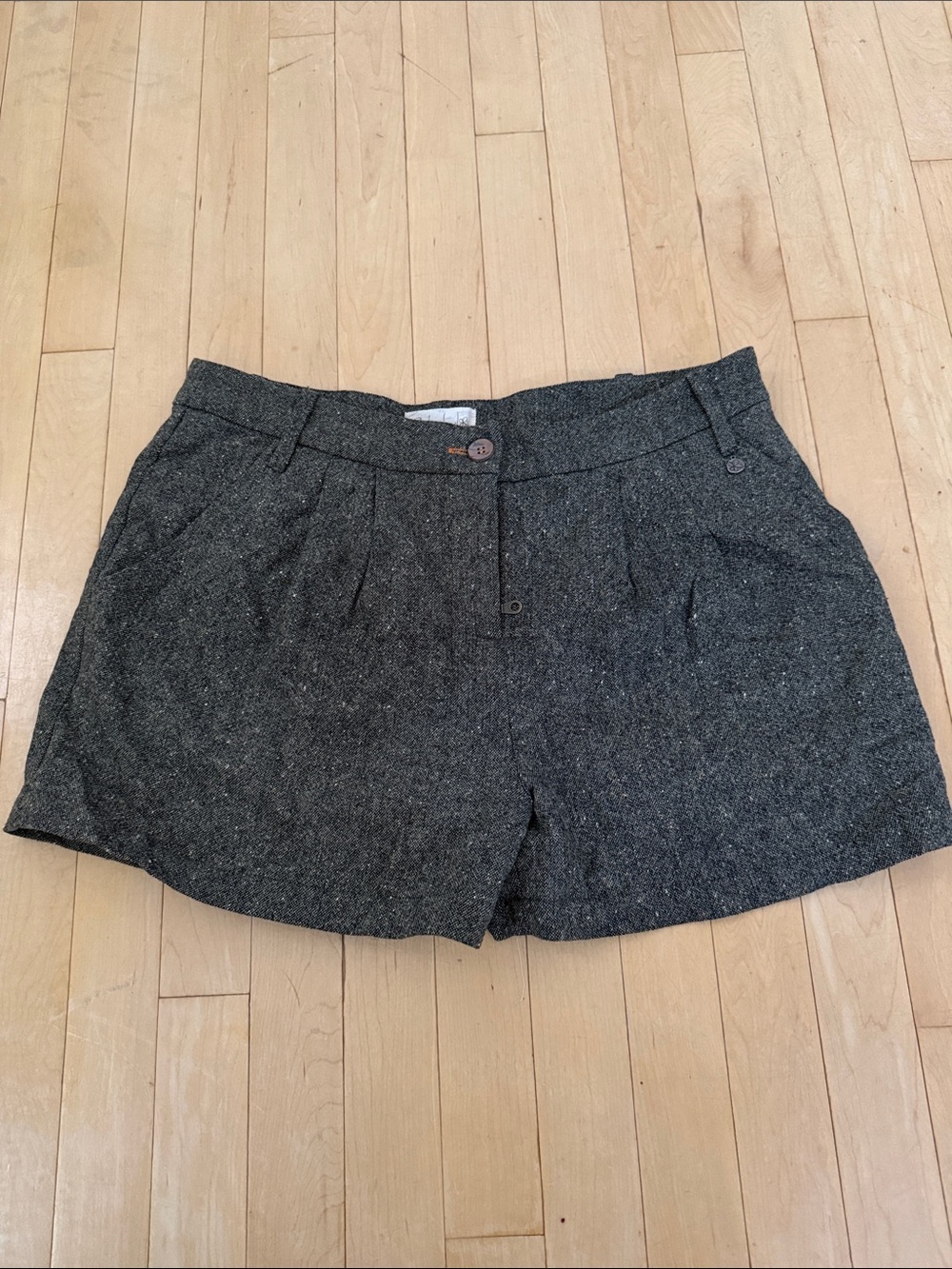 Women's Dark Gray Tweed Wool Shorts